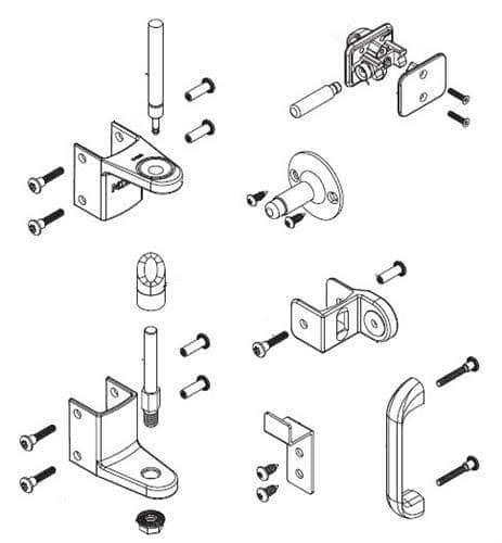 Bradley HDWT-ZD2 Toilet Partition Door Hardware Kit, Out-Swing for Bradley 1" Panels