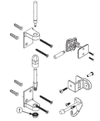 Bradley ZD1-FH Toilet Partition Door Hardware Kit, Flat-Hinge, In-Swing for use with Bradley 1" Panels