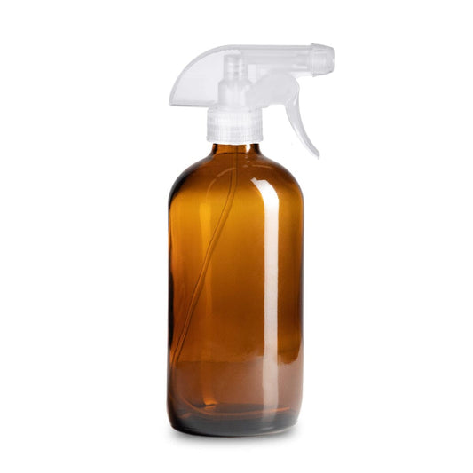 16 oz Amber Glass Bottle w/ Natural Trigger Sprayer