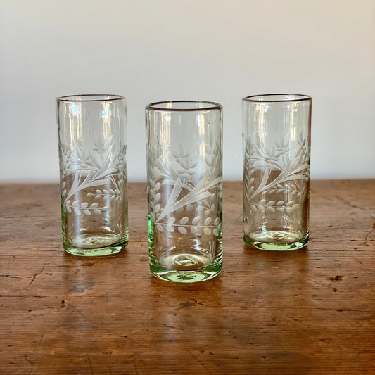 Mexican Etched Floral Tumbler - Tall