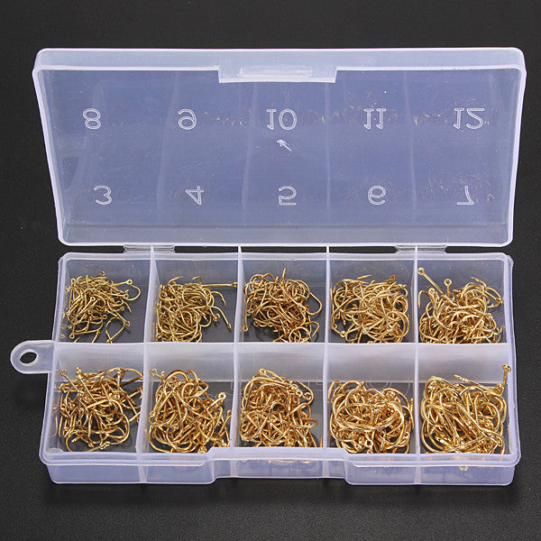 500pcs 10 Sizes Fresh Water Sea Fly Fishing Tackle Hooks With Box - GhillieSuitShop