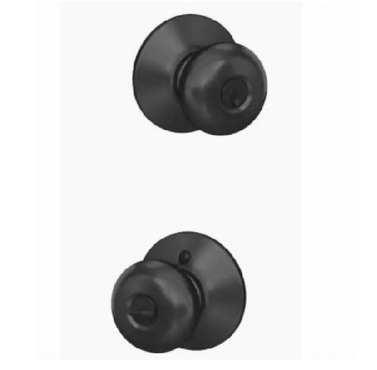 Schlage F51AGPLY622 Plymouth Knob Keyed Entry Lock, Matte Black