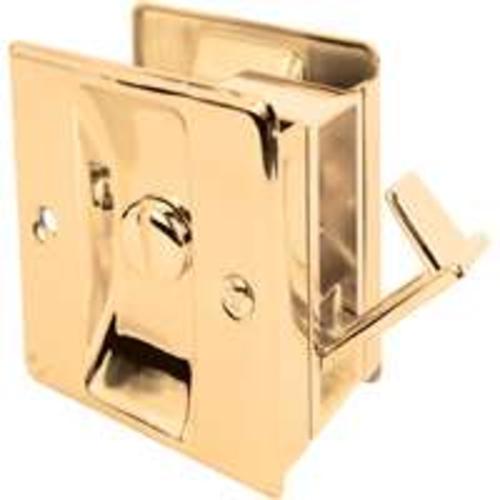 Prime Line N6771 Brass Pocket Door Lock/Pull