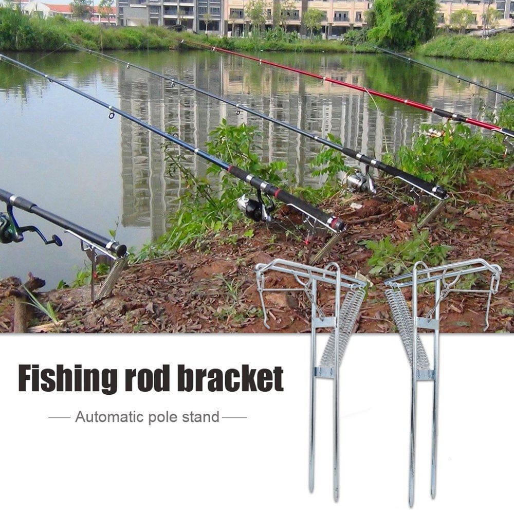 FAGINEY Portable Fishing Rod Bracket Practical Dual Spring Fishing Pole Metal Holder Stand Accessory,Boat Fishing Support,Fishing Rod Holder