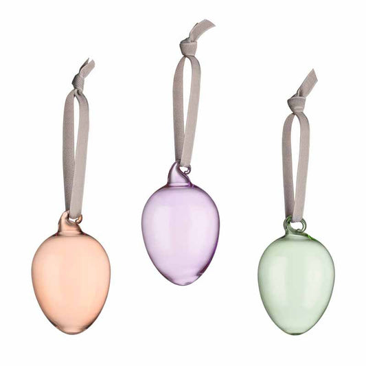 Glass Egg Ornaments, Spring Mix, Set of 3 by Iittala