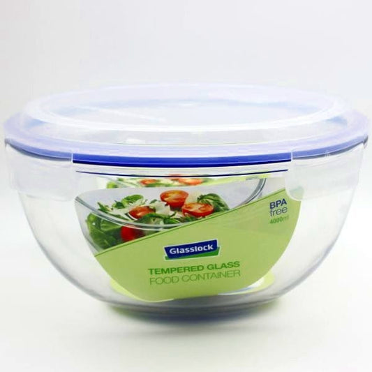Glasslock Storage Bowl 4L - Round Blue