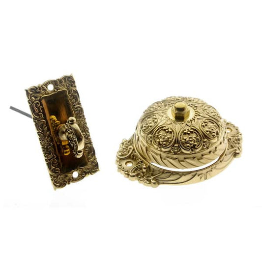 Twist Doorbell Polished Brass Victorian Durable Solid Brass Ornate Mechanical