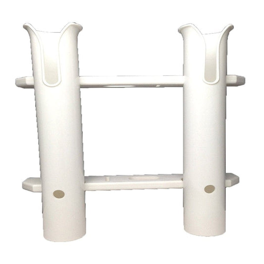 Pactrade Marine Boat White UV Stabilized Plastic Fishing Rod Holder Two Tube Dual