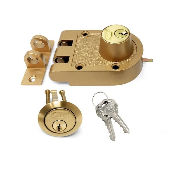 Dead Bolt Lock Laquer Double Cylinder Jimmy Proof Flat Strike Bronze 2 KW1 Keys