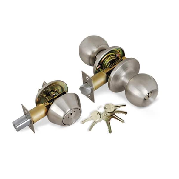 Door Knob Combo Lock Set with Deadbolt & 6 Keys, Stainless Steel