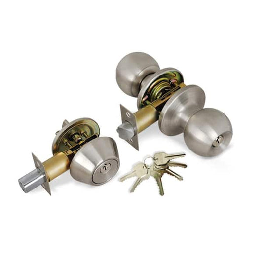Door Knob Combo Lock Set with Deadbolt & 6 Keys, Stainless Steel
