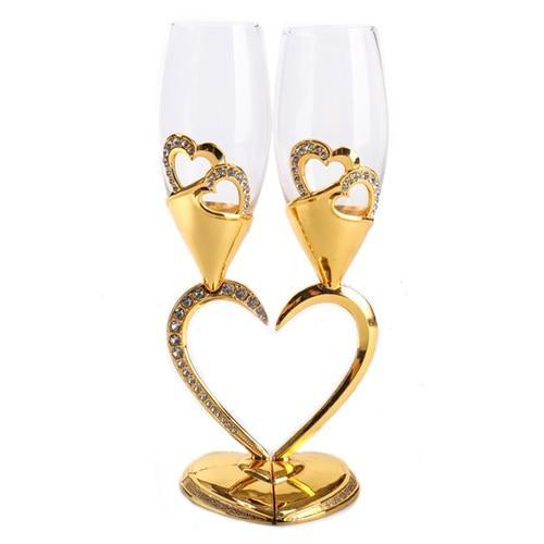 Gold Silver Heart-shaped Crystal Wine Glass