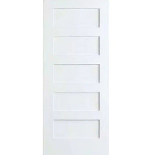 Kimberly Bay 24 in. x 80 in. White 5-Panel Shaker Solid Core Wood Interior Door Slab - $80