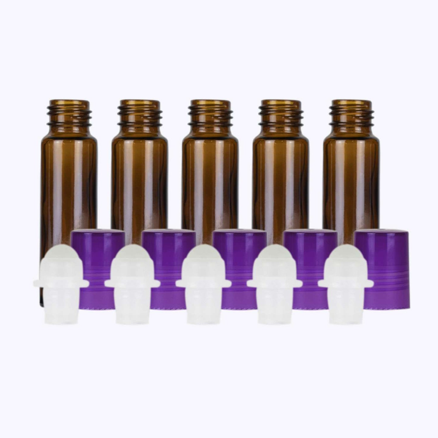10 ml Amber Glass Roller Bottles (Pack of 5) Glass Roller Bottles Your Oil Tools Purple Glass