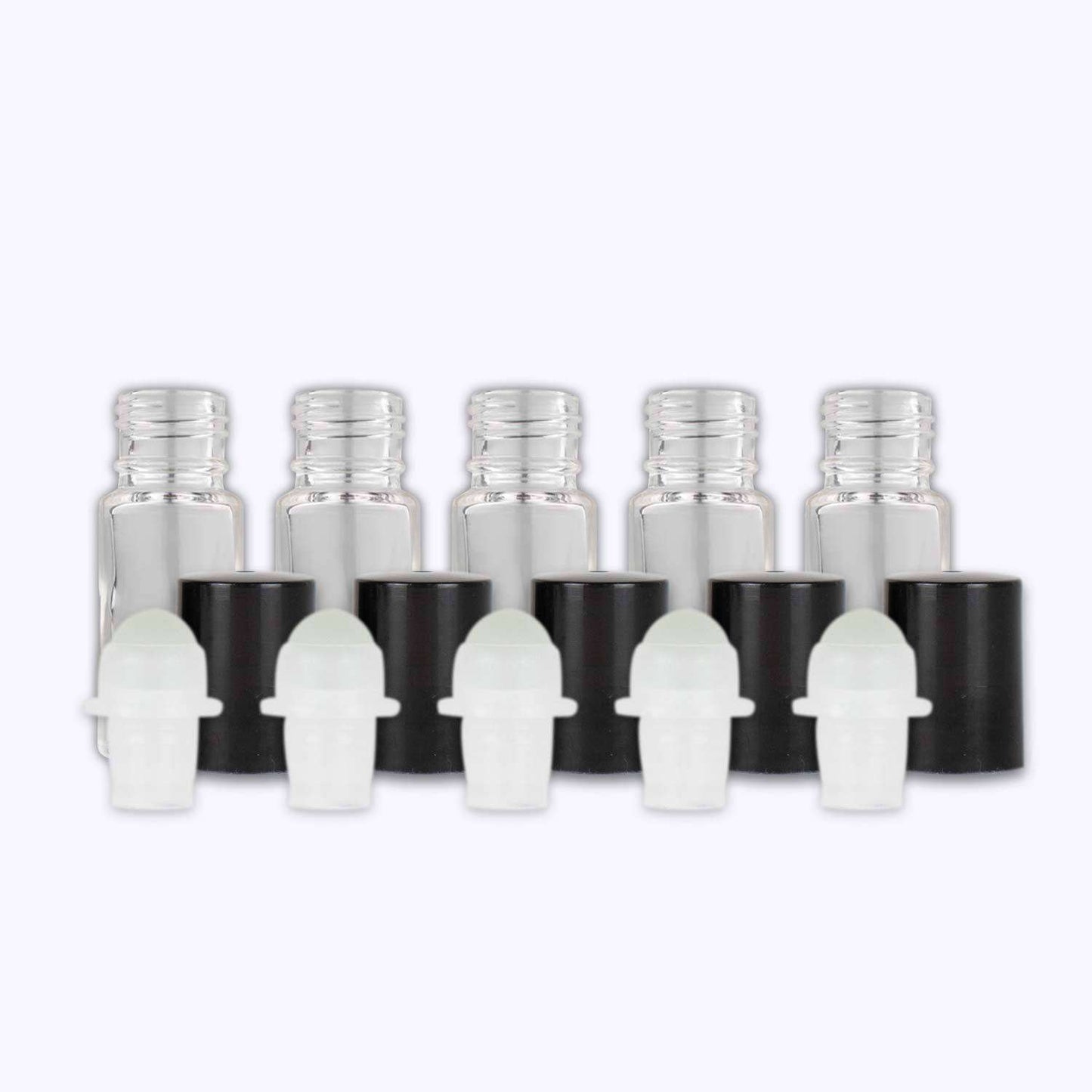 5 ml Clear Glass Roller Bottles (Pack of 5) Glass Roller Bottles Your Oil Tools Black Glass