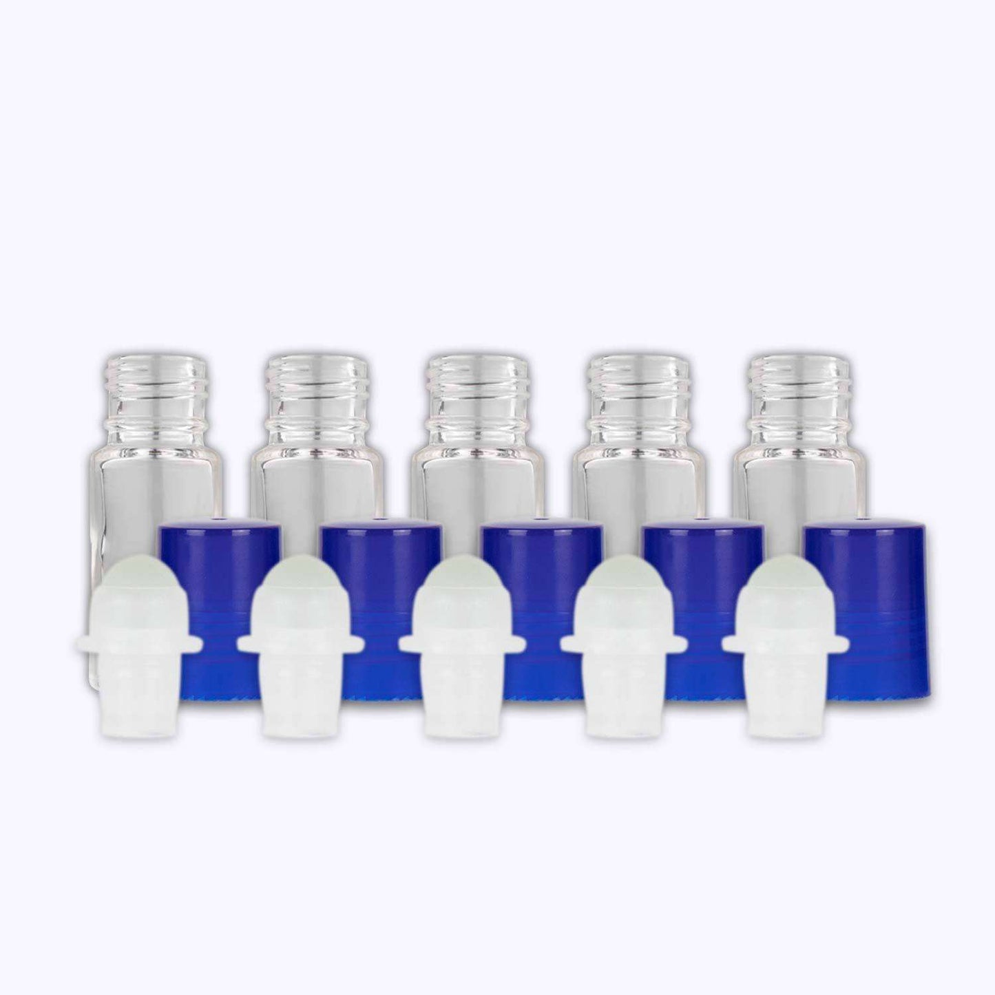 5 ml Clear Glass Roller Bottles (Pack of 5) Glass Roller Bottles Your Oil Tools Blue Glass