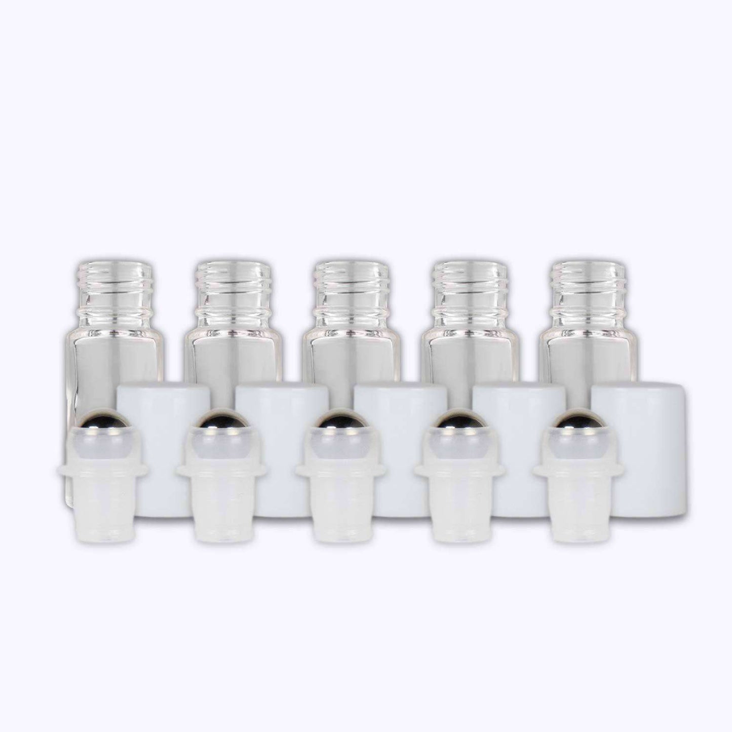 5 ml Clear Glass Roller Bottles (Pack of 5) Glass Roller Bottles Your Oil Tools White Stainless
