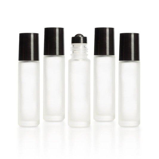 10 ml White Frosted Bottles with Leak Guard™ Rollers (Pack of 5)