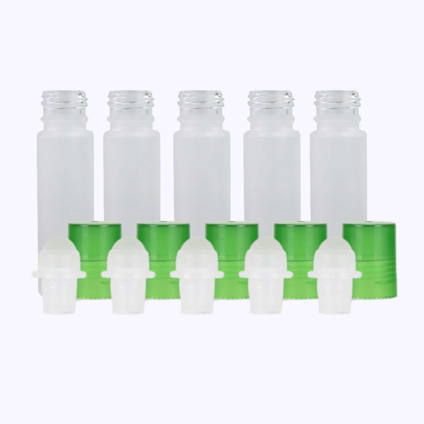 10 ml White Frosted Glass Roller Bottle (Pack of 5) Glass Roller Bottles Your Oil Tools Green Glass