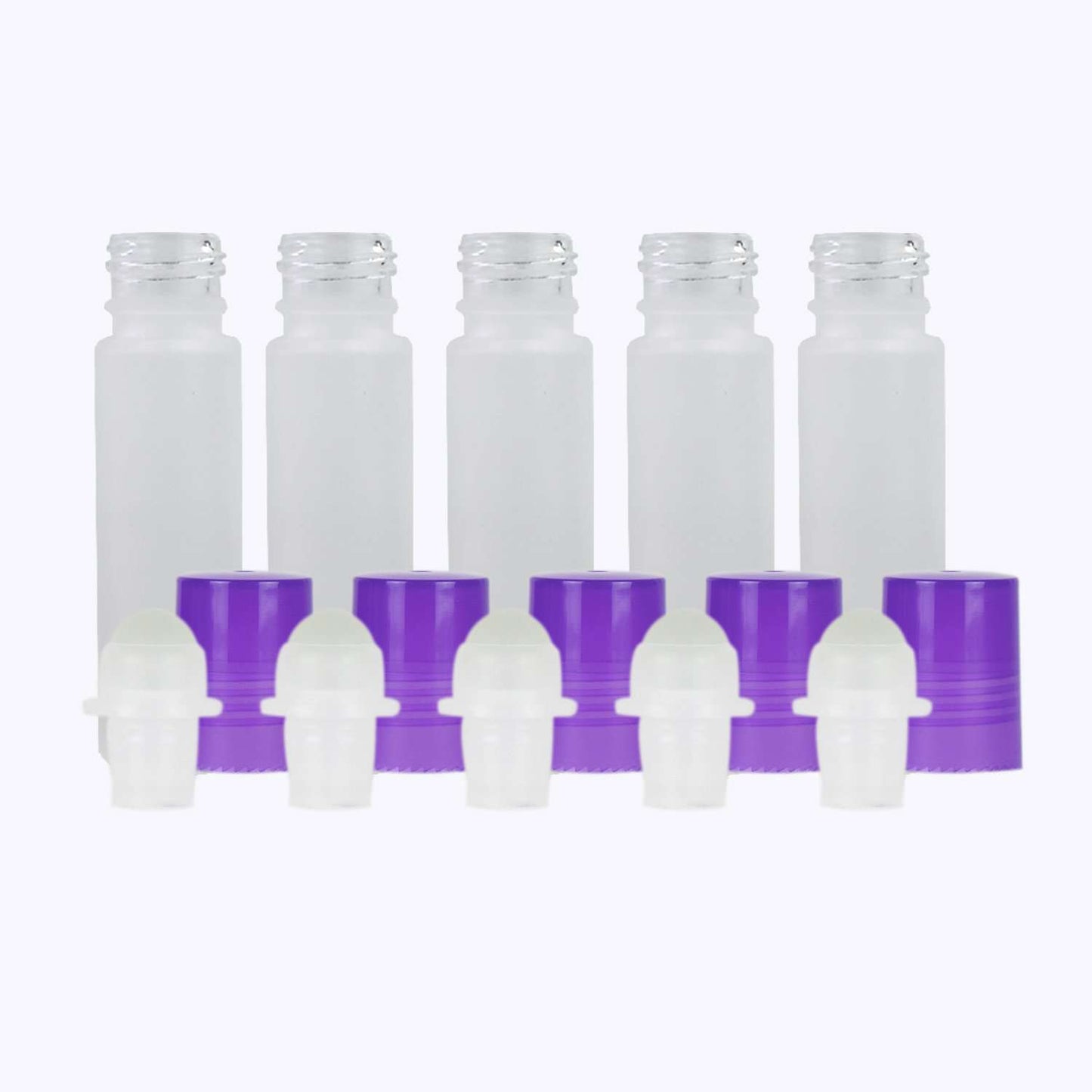 10 ml White Frosted Glass Roller Bottle (Pack of 5) Glass Roller Bottles Your Oil Tools Purple Glass