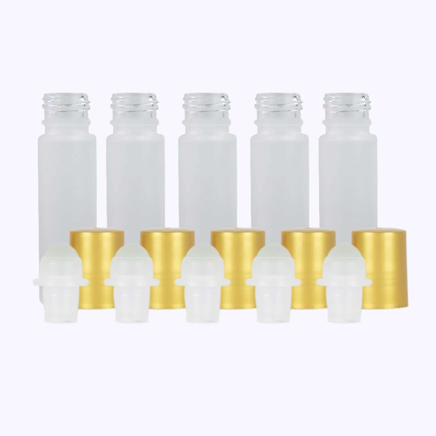 10 ml White Frosted Glass Roller Bottle (Pack of 5) Glass Roller Bottles Your Oil Tools Gold Glass