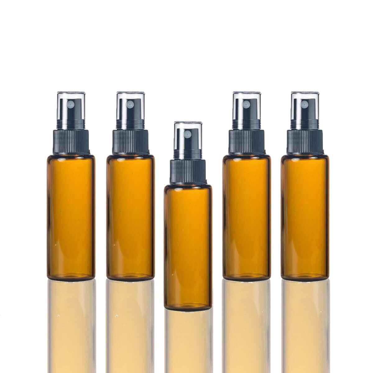 10 ml Amber Glass Vial w/ Black Fine Mist Tops (Pack of 5)