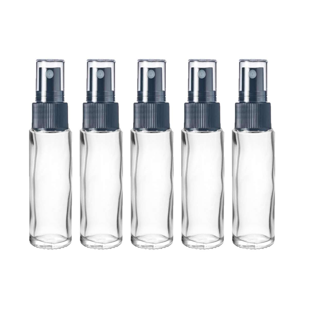 10 ml Clear Glass Vial w/ Black Fine Mist Tops (Pack of 5)
